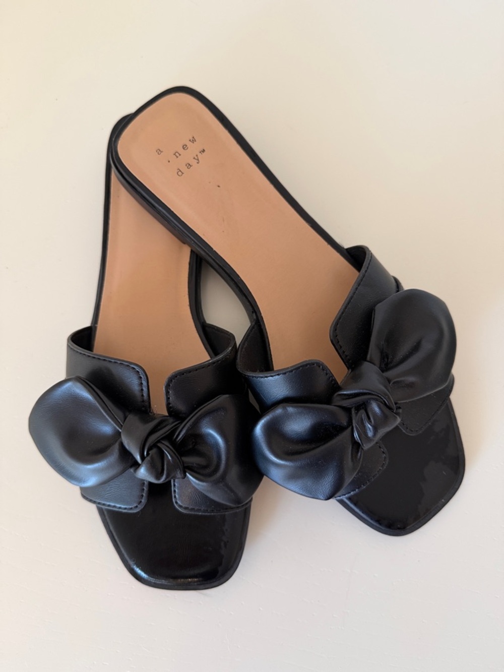 a new day Black Bow Slide Mules